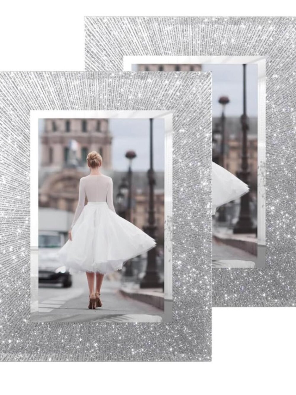 4x6 Picture Frame Set of 2 - Crystal Glass Picture Frame